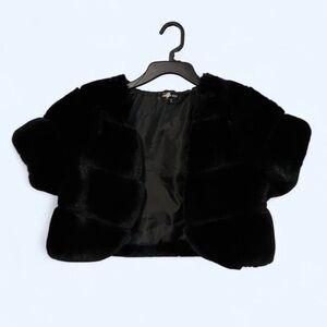 Elegant Black Faux Fur Shrug
